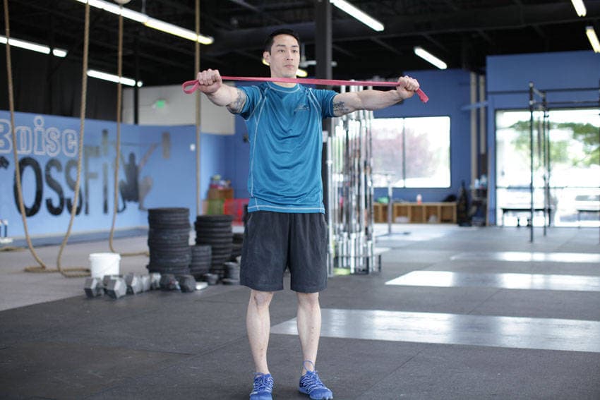 Band Pull Apart — starting position