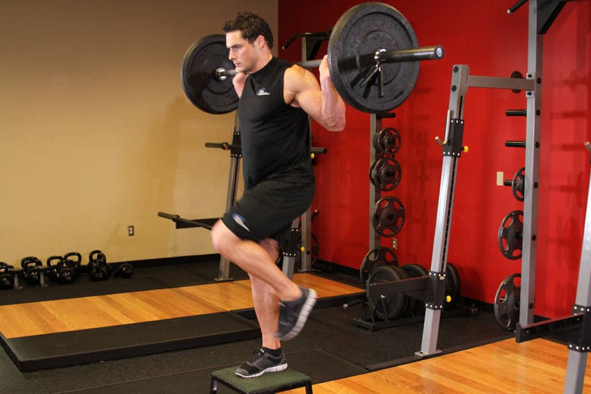 Barbell Step Ups — end position