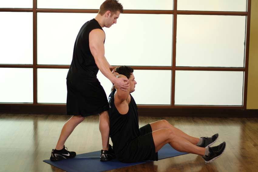 Behind Head Chest Stretch — starting position