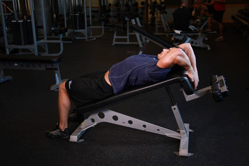 Decline Reverse Crunch — starting position