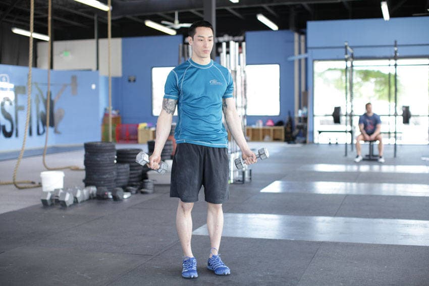 Dumbbell Scaption — starting position