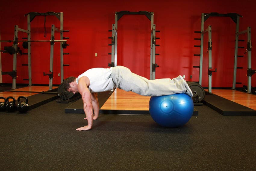 Exercise Ball Pull-In — starting position