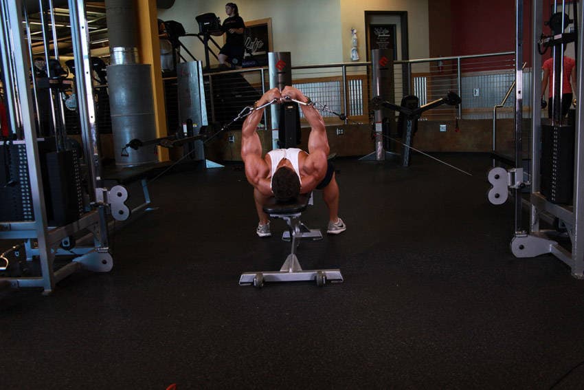 Flat Bench Cable Flyes — end position