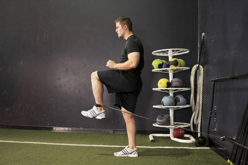 Hip Flexion with Band — end position
