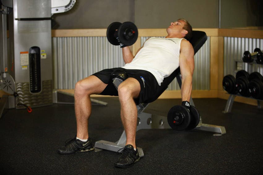 Incline Dumbbell Curl — starting position