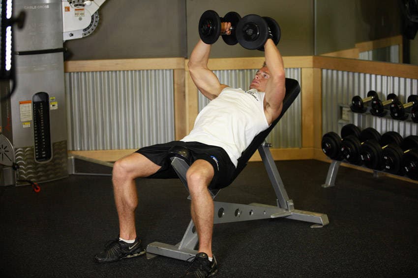 Incline Dumbbell Flyes — starting position