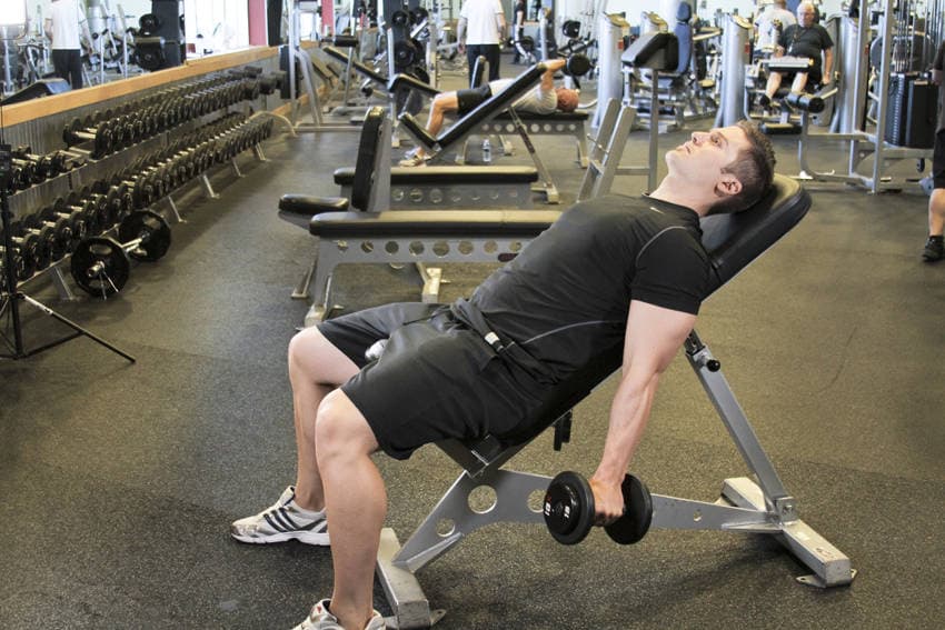 Incline Hammer Curls — starting position