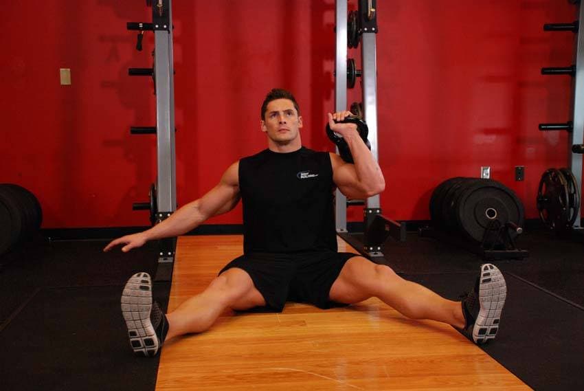 Kettlebell Seated Press — starting position