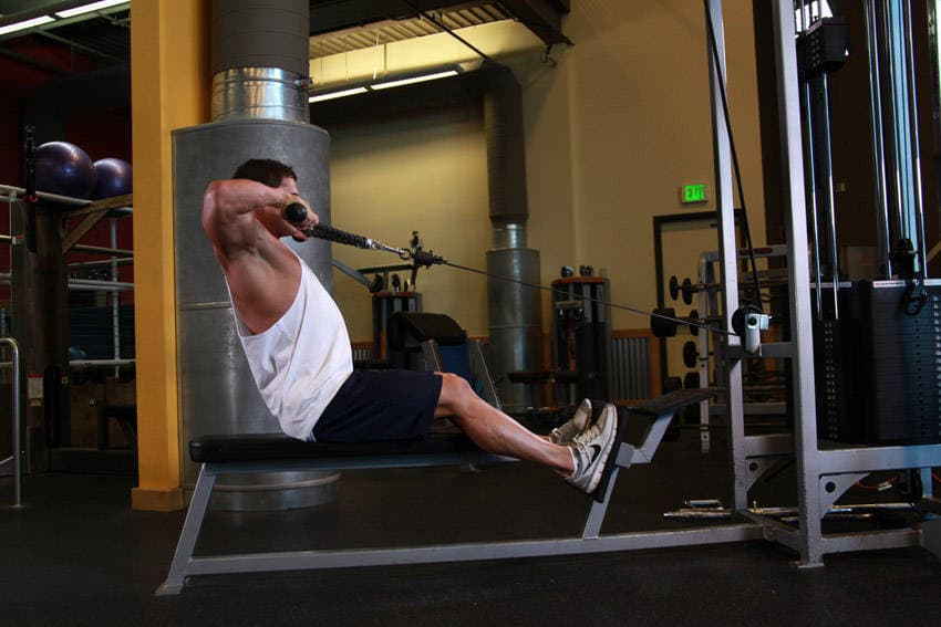 Low Pulley Row To Neck — end position