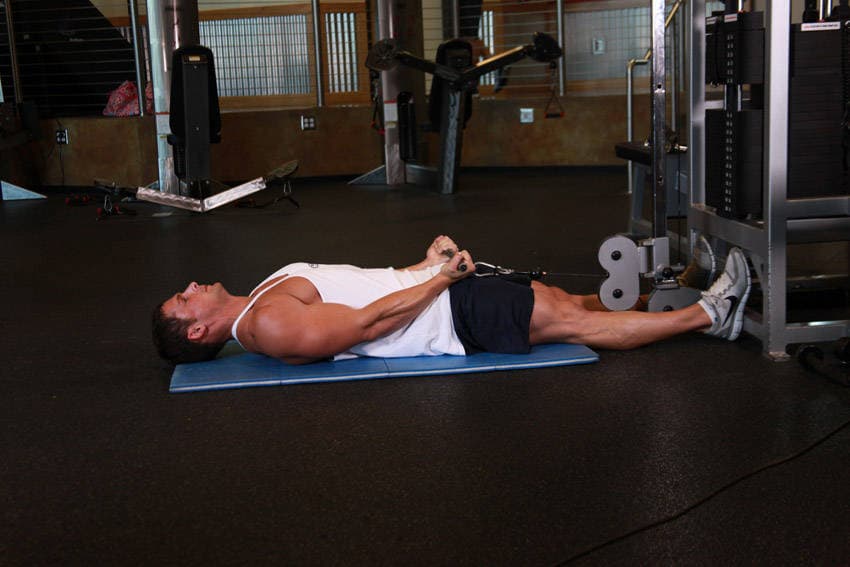 Lying Cable Curl — starting position