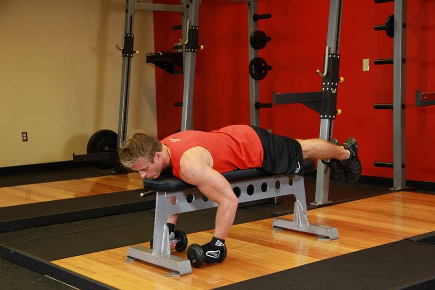 Lying Rear Delt Raise — end position
