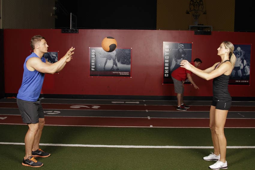 Medicine Ball Chest Pass — end position