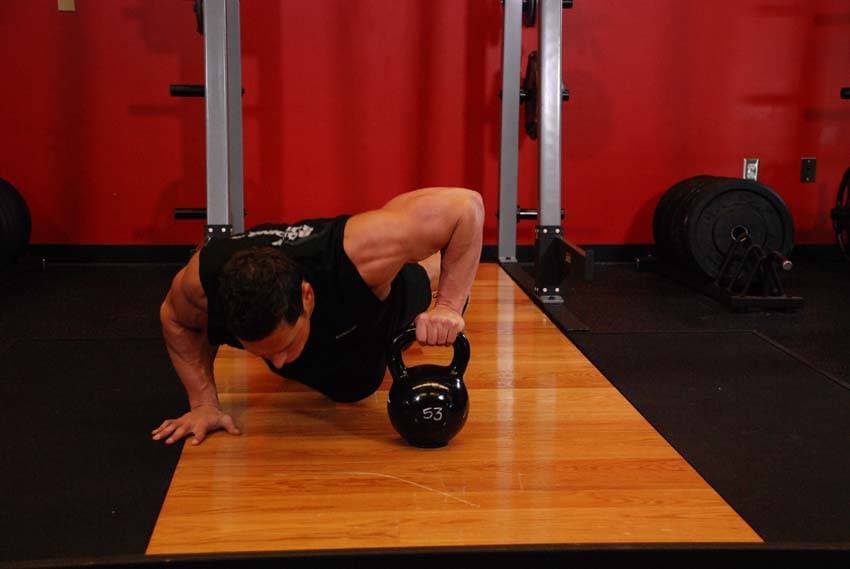 Plyo Kettlebell Pushups — starting position
