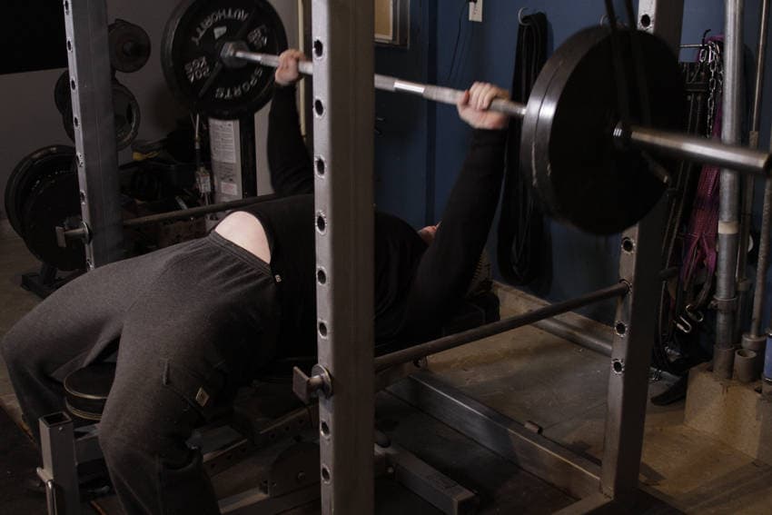 Reverse Band Bench Press — starting position