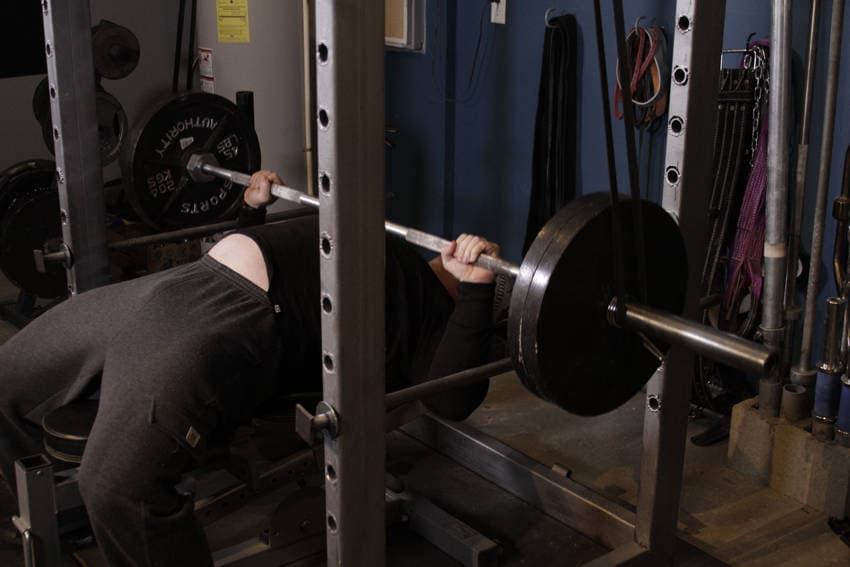 Reverse Band Bench Press — end position