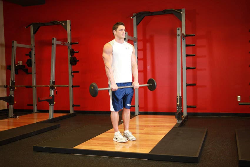 Reverse Barbell Curl — starting position