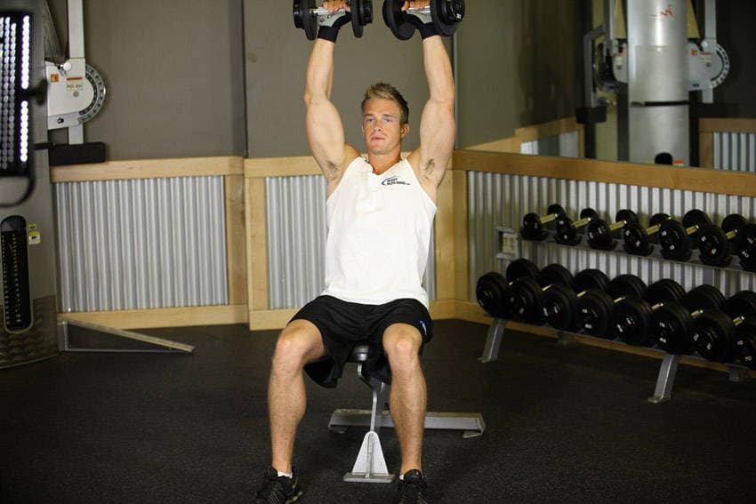 Seated Dumbbell Press — starting position