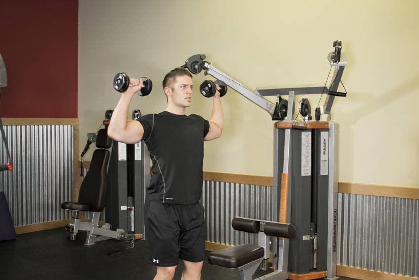 Standing Dumbbell Press — starting position