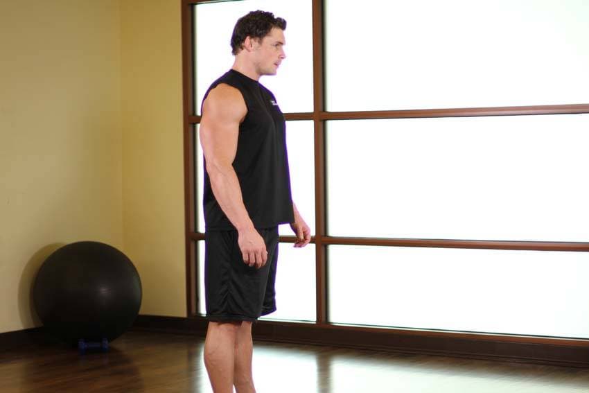 Standing Pelvic Tilt — starting position