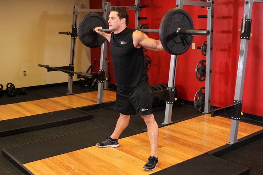Wide Stance Barbell Squat — starting position