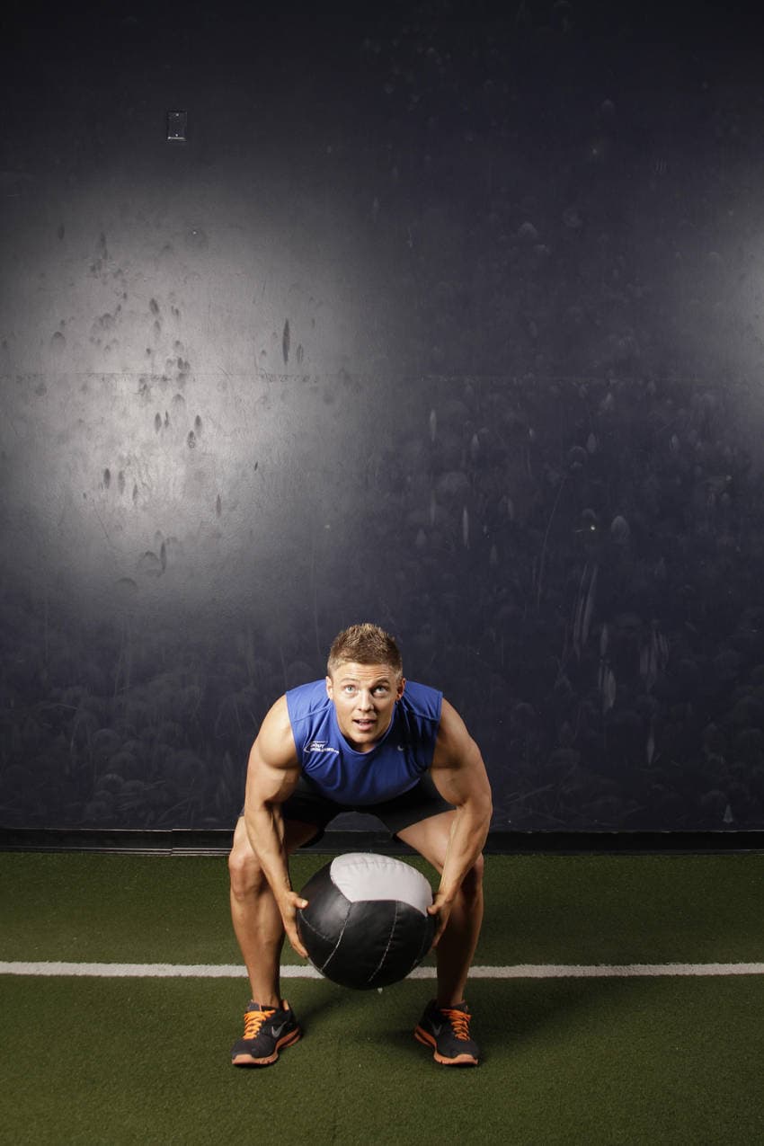 Backward Medicine Ball Throw — starting position