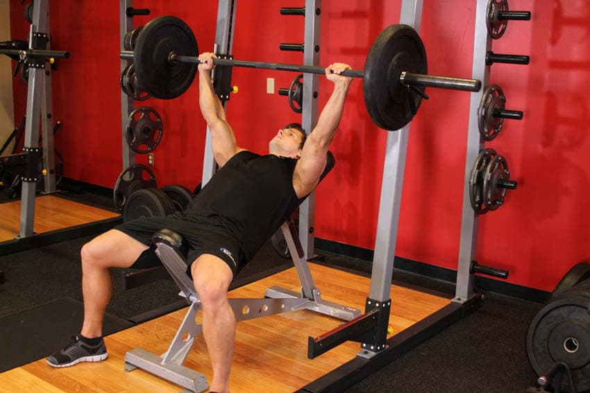 Barbell Incline Bench Press - Medium Grip — starting position