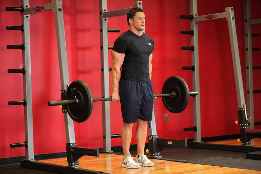 Barbell Shrug Behind The Back — starting position