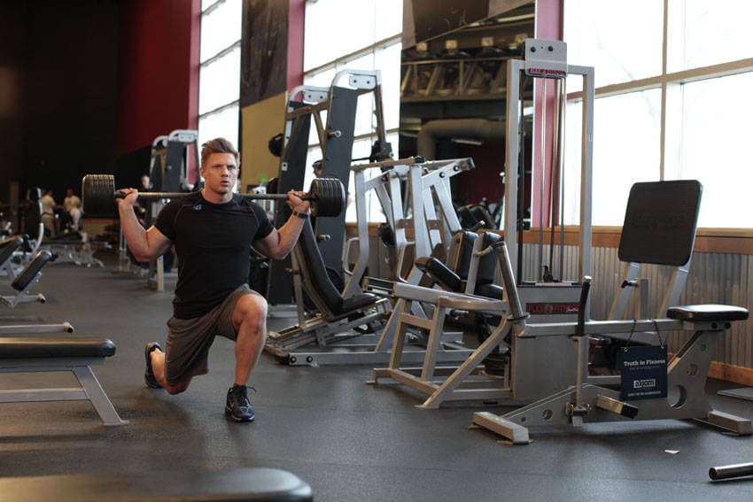 Barbell Walking Lunge — end position