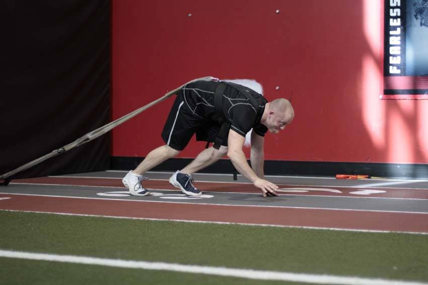 Bear Crawl Sled Drags — starting position