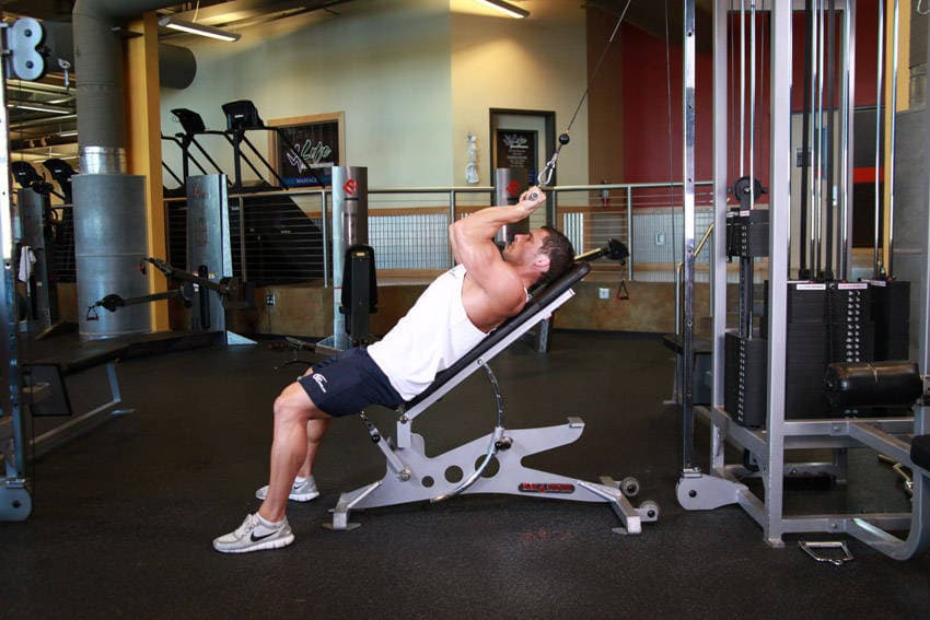Cable Incline Triceps Extension — starting position