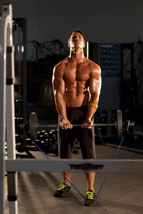 Close-Grip EZ-Bar Curl with Band — starting position