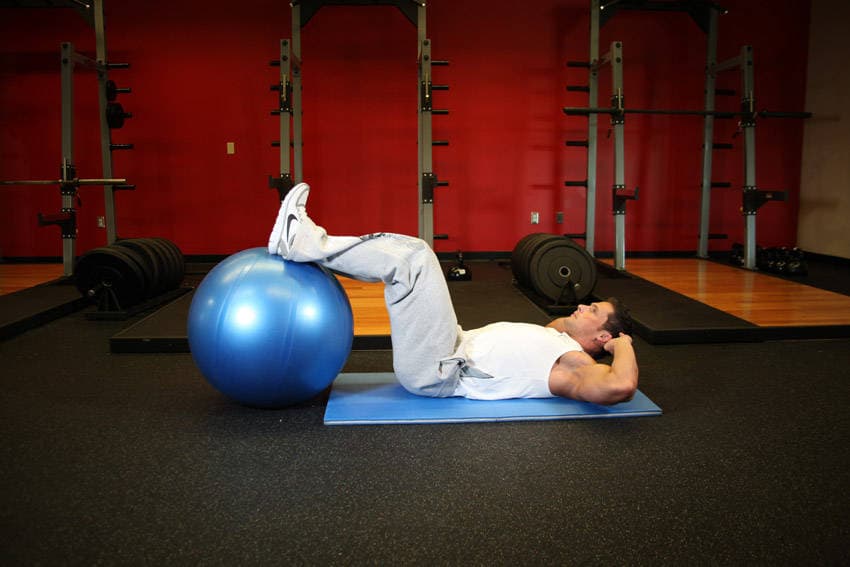 Crunch - Legs On Exercise Ball — starting position