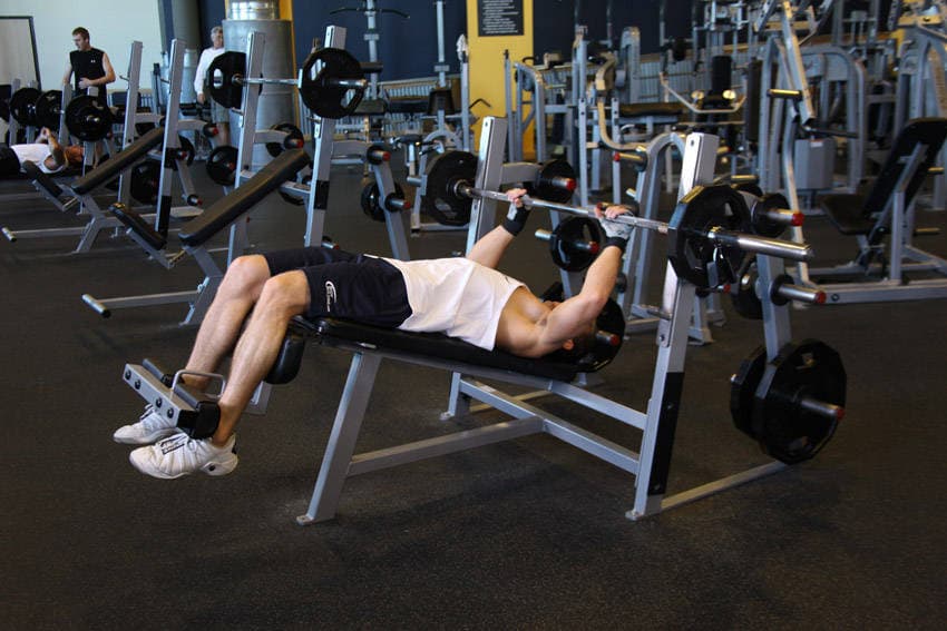 Decline Barbell Bench Press — starting position
