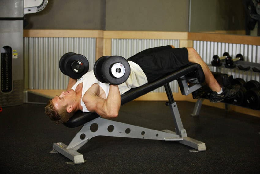 Decline Dumbbell Bench Press — starting position