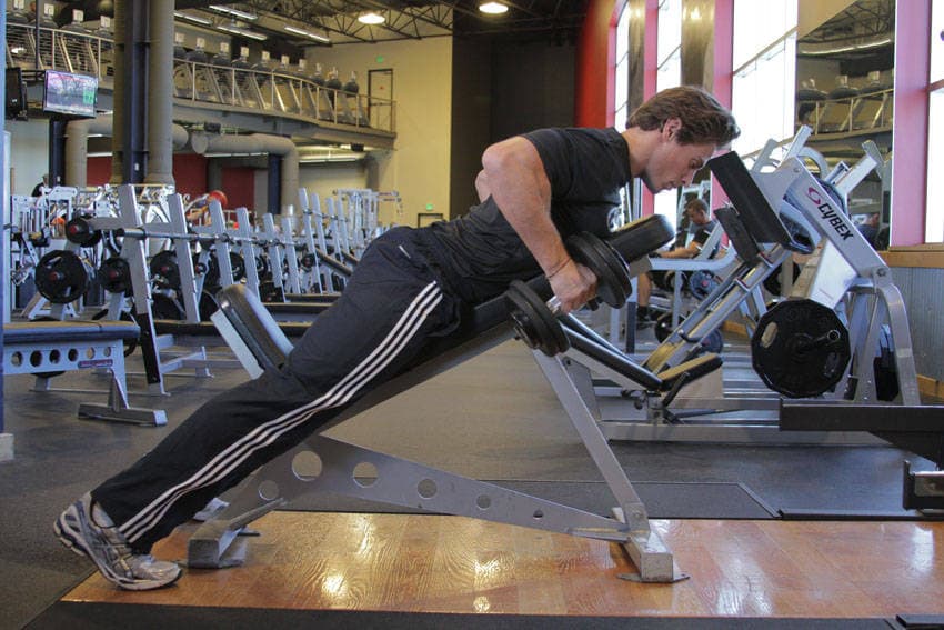 Dumbbell Incline Row — end position