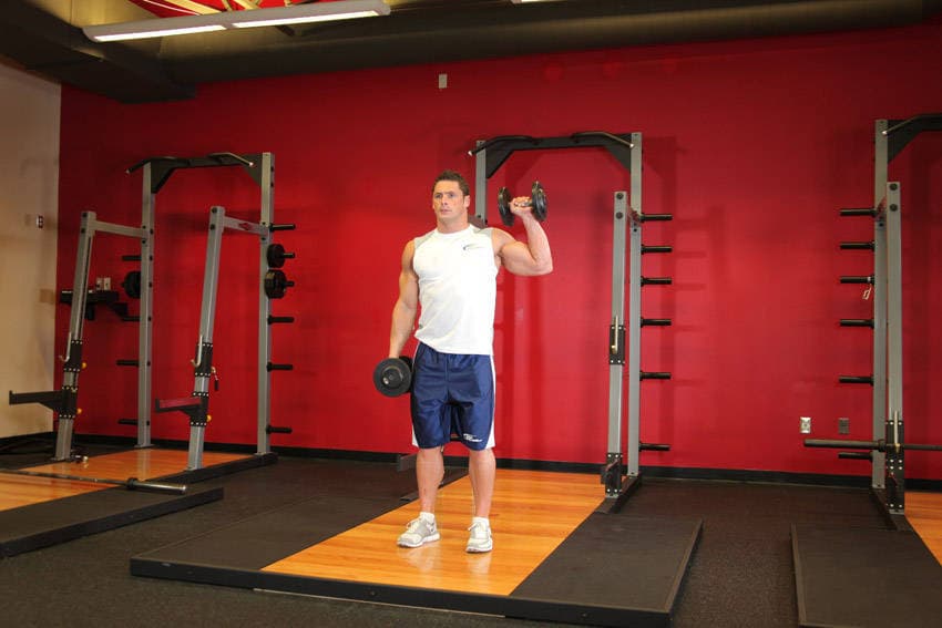 Dumbbell One-Arm Shoulder Press — starting position