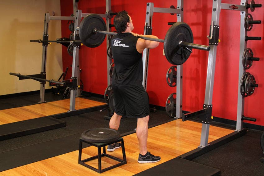 Front Barbell Squat To A Bench — starting position