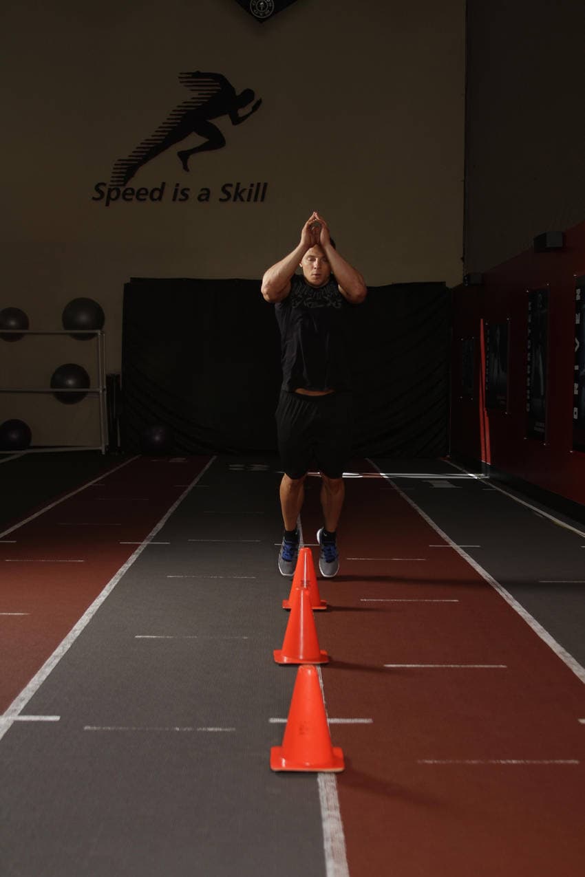 Front Cone Hops (or hurdle hops) — starting position