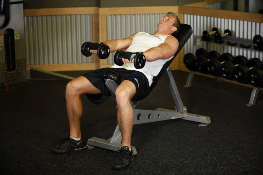 Front Incline Dumbbell Raise — starting position