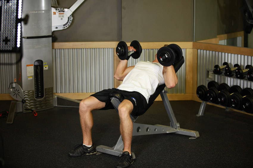 Hammer Grip Incline DB Bench Press — starting position