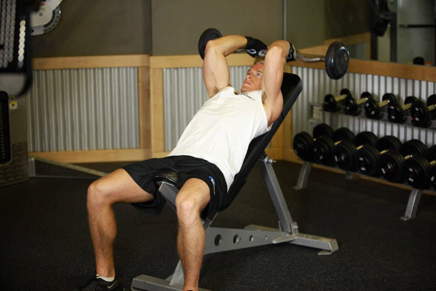 Incline Barbell Triceps Extension — starting position