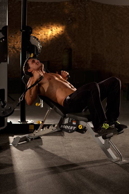 Incline Cable Chest Press — starting position