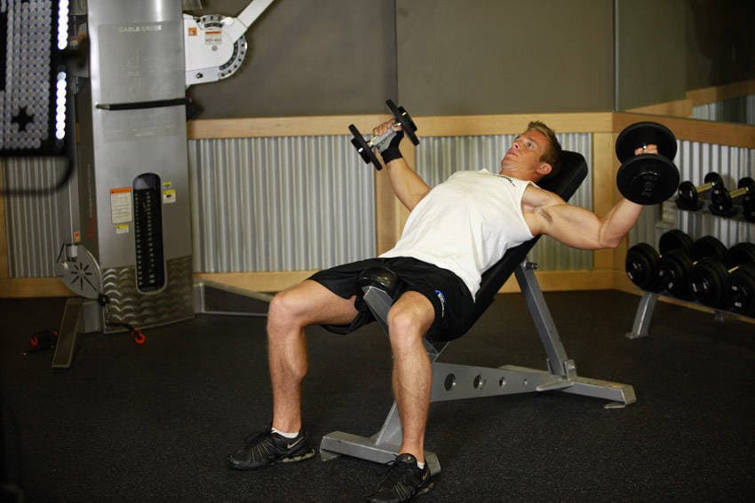 Incline Dumbbell Flyes - With A Twist — starting position
