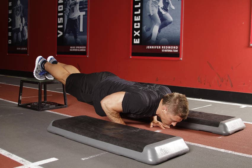 Incline Push-Up Depth Jump — starting position