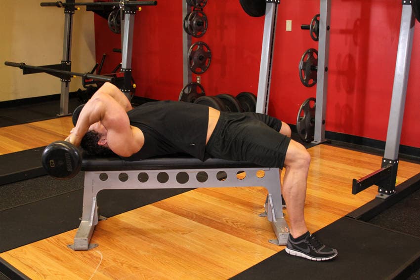 Lying Close-Grip Barbell Triceps Extension Behind The Head — starting position
