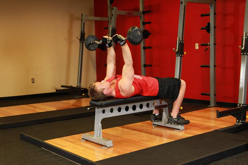 Lying Close-Grip Barbell Triceps Press To Chin — starting position