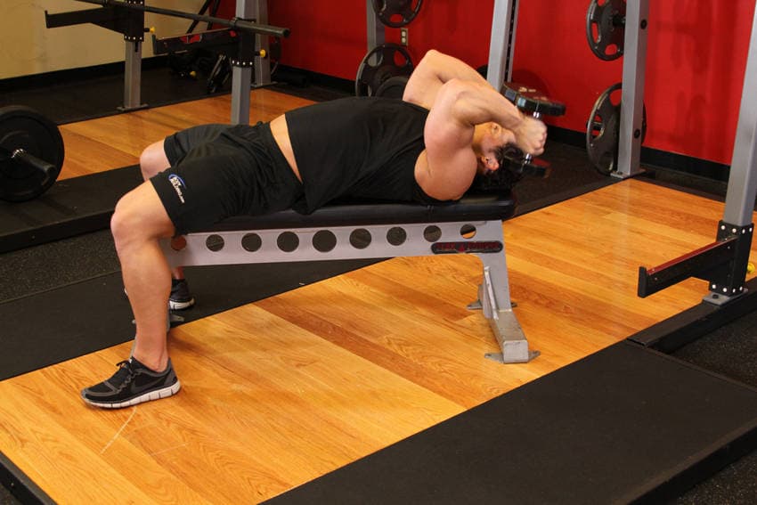 Lying Dumbbell Tricep Extension — starting position