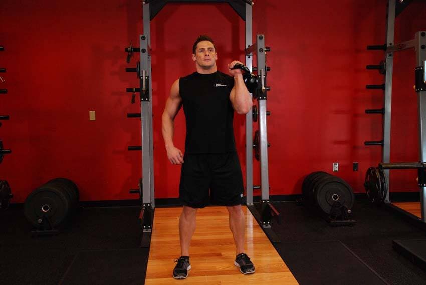 One-Arm Kettlebell Military Press To The Side — starting position