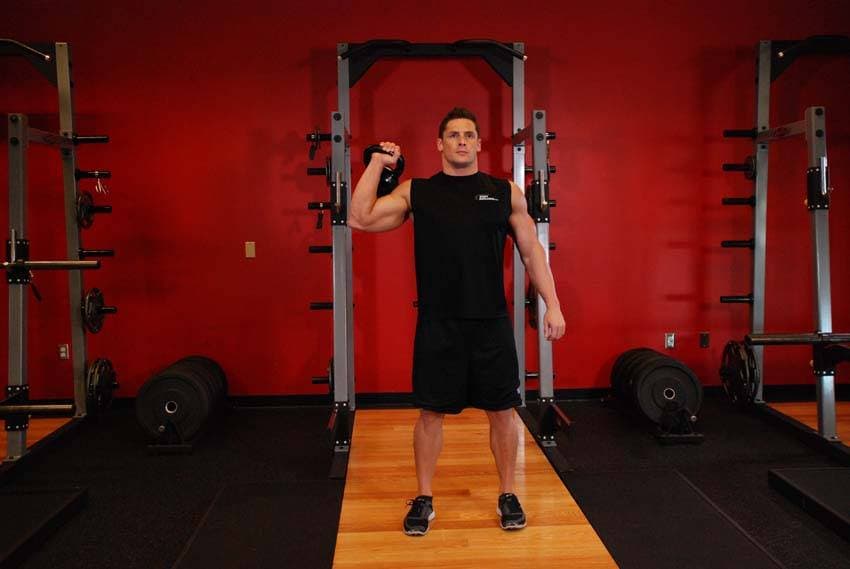 One-Arm Kettlebell Para Press — starting position