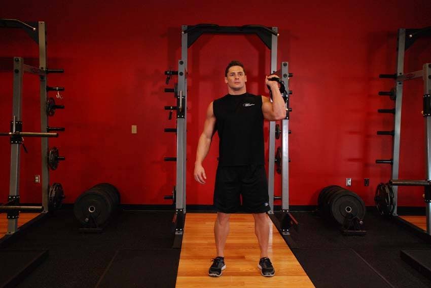 One-Arm Kettlebell Push Press — starting position